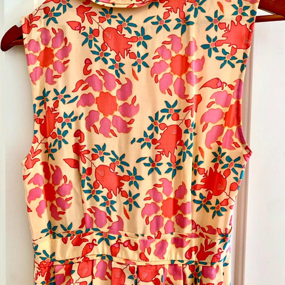 Pleated Silk Floral Dress - Picture 4 of 7